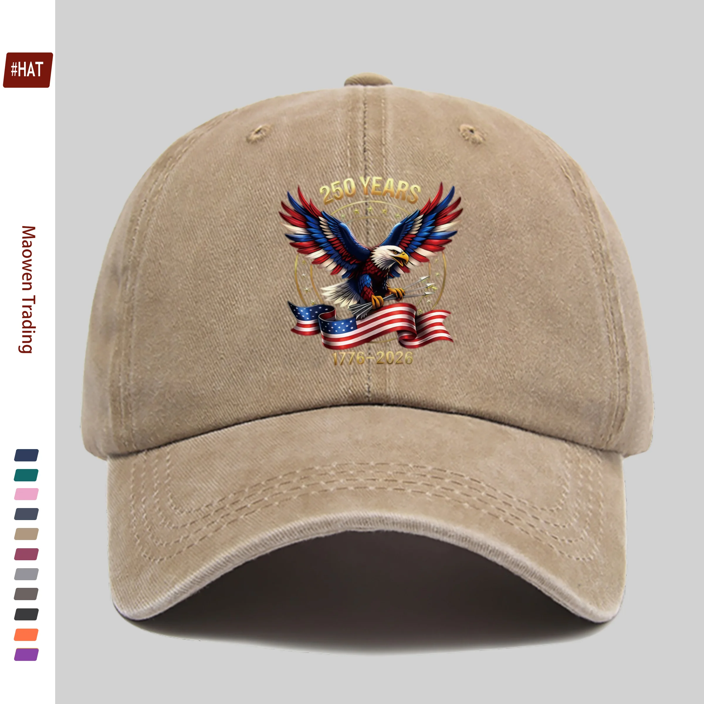 1pc 250th Anniversary of American Independence Commemorative Eagle Print Baseball Cap 1776-2026 Vintage Casual Hat, Comfortable