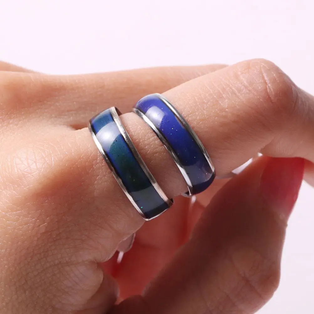 1pc Color Changing Ring Mood Metal Temperature Sensitive Unique Finger Jewelry Gift For Women Festival Birthday 19Mm