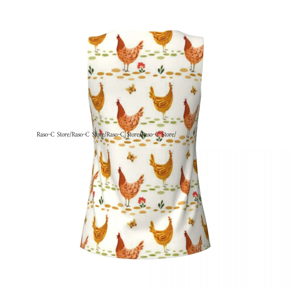 Ärmelloses Yoga-Tanktop für Damen mit niedlichem Hühnermuster und Folklore-Elemente, schnell trocknend, für Lauftraining, Sportweste, Yoga-Shirts