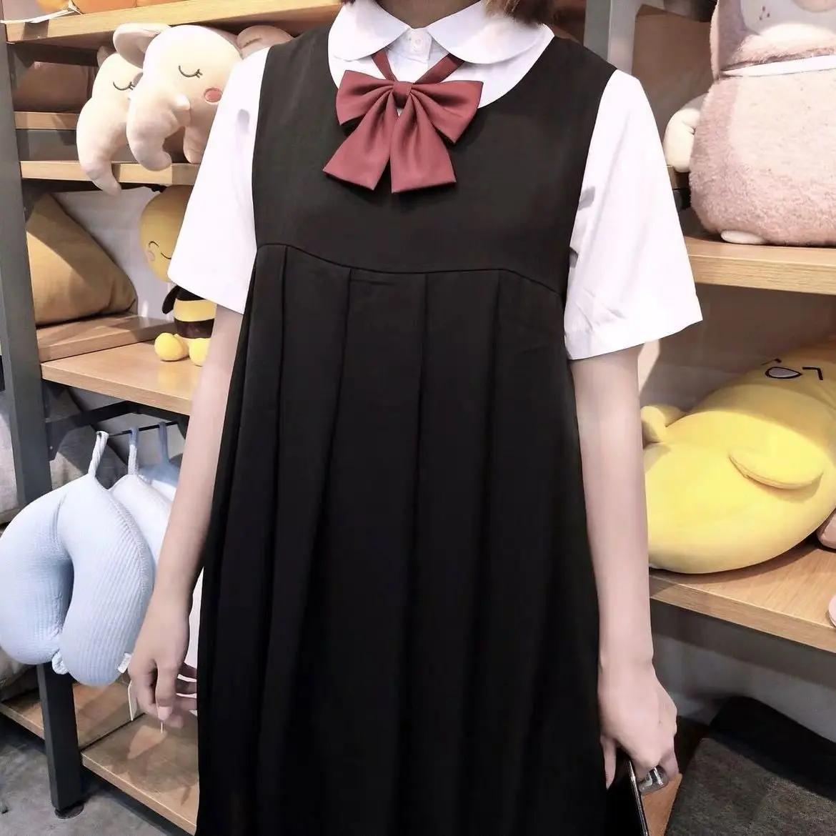 Vestido sem mangas feminino S-5XL sólido estilo coreano preppy harajuku kawaii doce senhoras all-match vintage na moda chique diário elegante