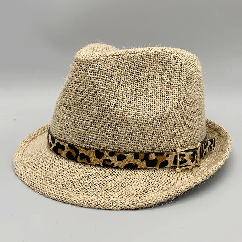 Korean-style Summer Short Brim Jute Fedora Hat Top Hat In Stock Sun-proof Monochrome Satin Women's Straw Hat Factory E-commerce