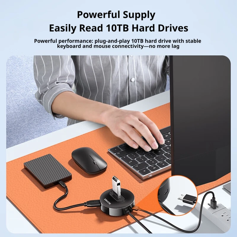 SAMZHE USB2.0 Hub 4 Ports Driver-free High Speed HUB Splitter for Hard Drives USB Flash Drive Adapter MacBook Pro PC Accessories