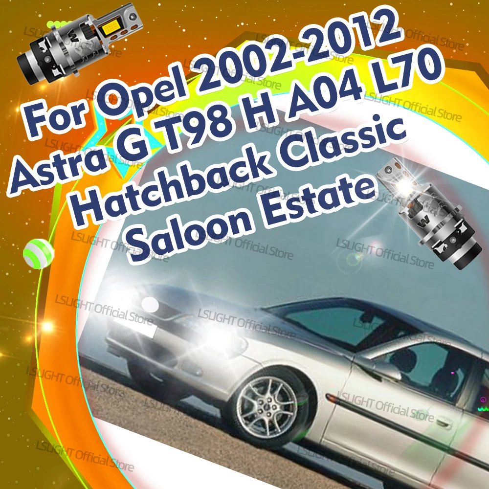

2x For Opel 2002-2012 Astra G T98 H A04 L70 Hatchback Classic Saloon Estate LED D2S D2R Headlights 110W High Power 30000LM Lamps