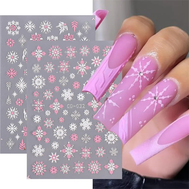 3D Christmas Snowflake Nail Stickers Glitter Cupid Snowman Elements Gingerbread Man Elk Nail Art Stickers Cute Nails Decoration