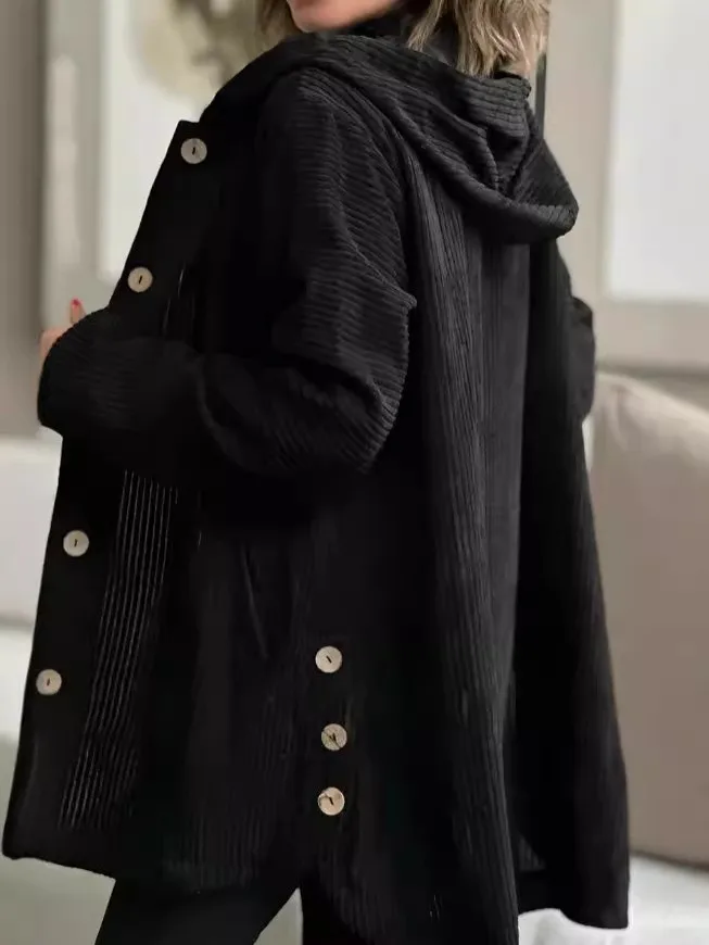 Mid Length Hooded Coat Professional with Long Sleeve Elegant Mid Length Single Breasted Multi Button Jacket Pocket Women Coat