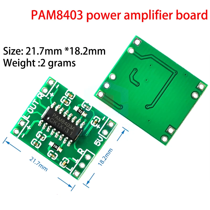 PAM8403 Super Mini Placa Amplificadora Digital, Poderosa Fonte de Alimentação USB, 2*3W, Classe D, 2.5 a 5V
