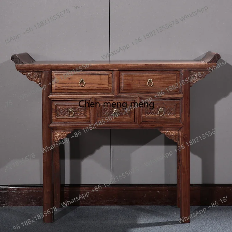 

Offering table Buddhist platform household solid wood living room strip case Chinese simple entrance table Zen incense case