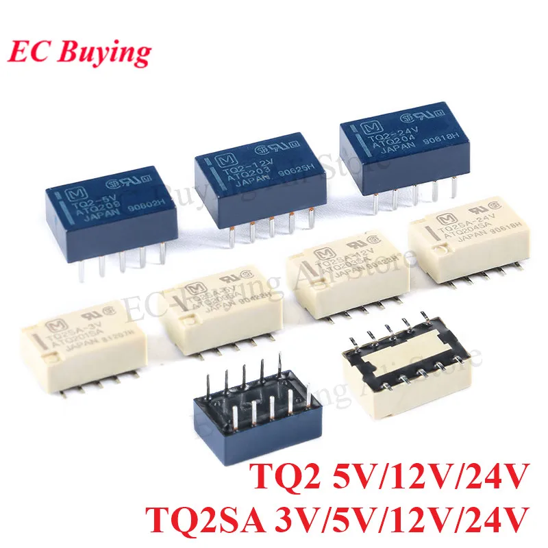 5Pcs/1pc Signal Relay 1A TQ2 5V 12V 24V TQ2-5V TQ2-12V TQ2-24V TQ2SA 3V 5V 12V 24V ATQ201SA ATQ209 Relays 10 Feets Pins Rele