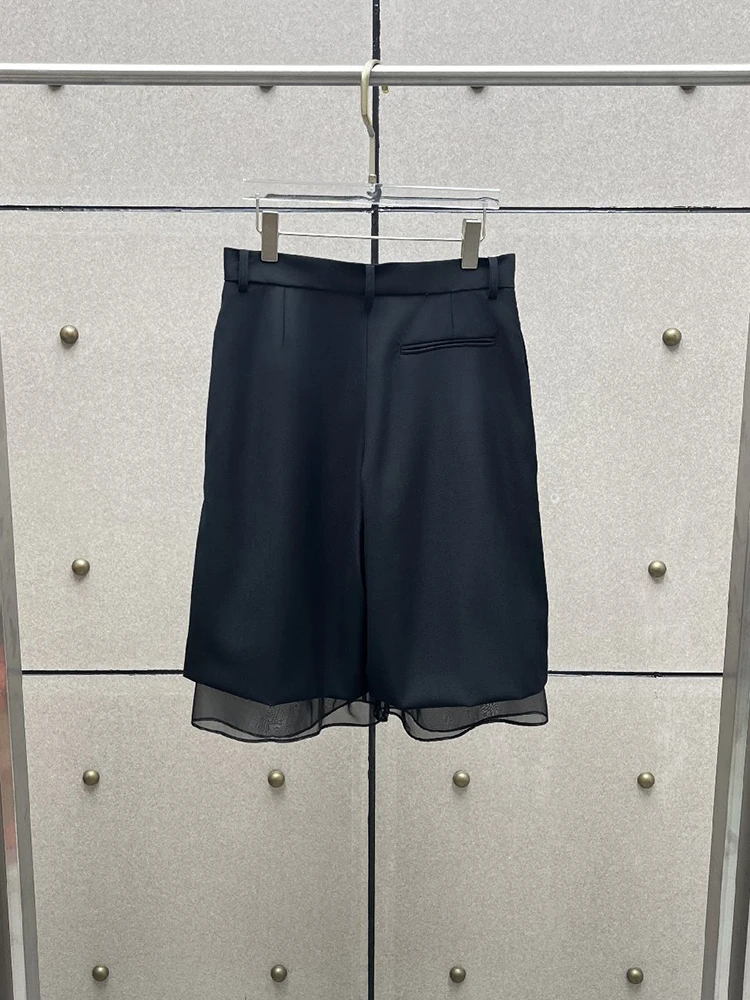 Double-layer suit-style shorts, 2027 spring new style, elegant and fashionable black women's shorts