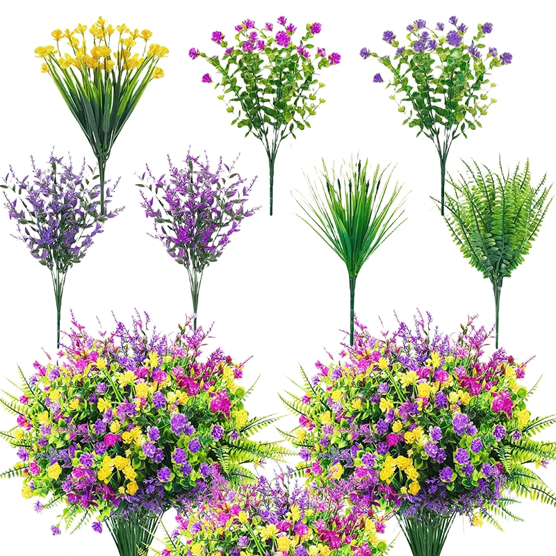 

20 Bundles Fake Flowers Artificial Flowers for Outdoors UV Resistant for Garden Patio Porch Farmhouse Home Window Box Decor