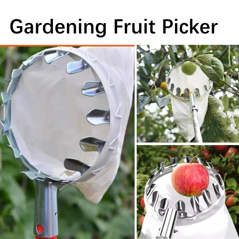 Metal Fruit Picker for High Tree Orchard Apple Peach Picker Agricultural Garden Hardware Tools Fruit Catcher Hardware Tools