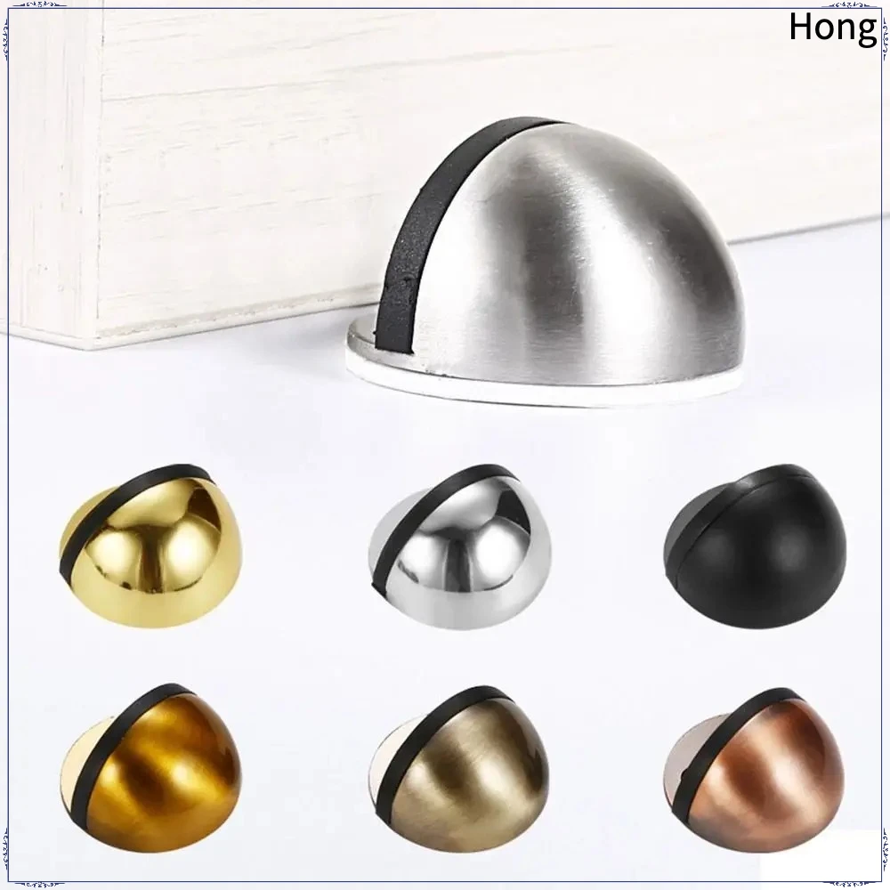 Non Punching Sticker  Stainless Steel Rubber Door Stopper Door Holders Catch Floor Mounted Anti-collision Door Stops