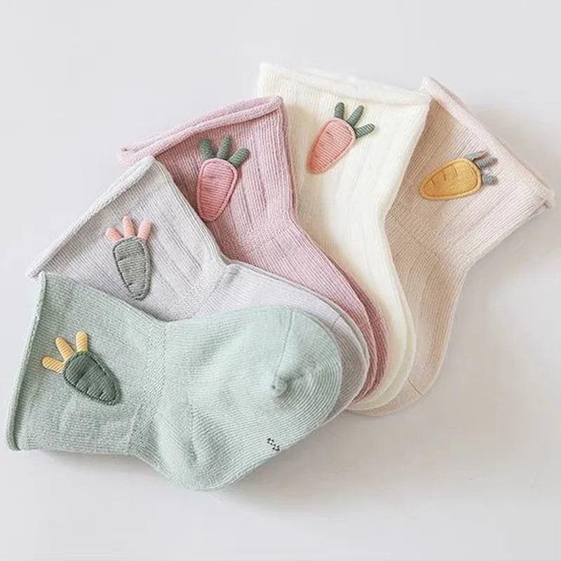 3Pair/lot New Baby Socks Cotton Cartoon Carrot Newborn Boys and Girls Foot Socks