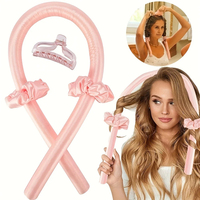 Heatless Curling Rod Headband Lazy Natural Soft Wave DIY Hair Rollers Curling Rod Curls with Hair Claw Clip Salon Styling Tools