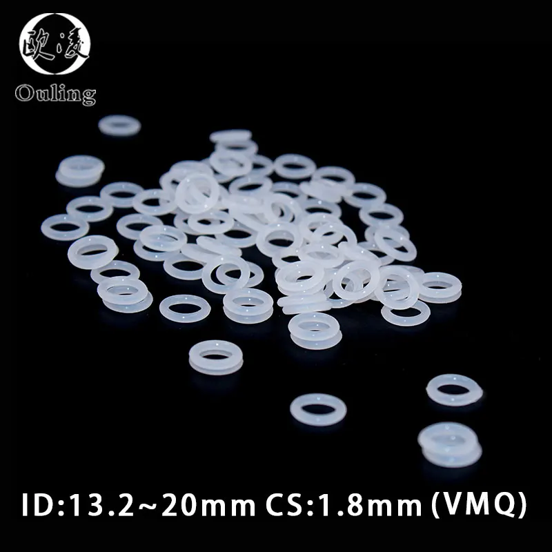 30PCS/Lot White VMQ O‑Ring CS1.8mm ID13.2-20mm Good Elasticity Silicone Rubber Gasket WasherFor Machinery Plumbing Sealing