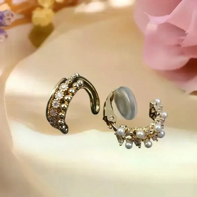 2 قطعة مشبك قابل للتعديل على الأقراط حجر الراين الأذن الأصفاد غير ثقب الأذن مصحح للهدايا والمجوهرات آذان مميزة