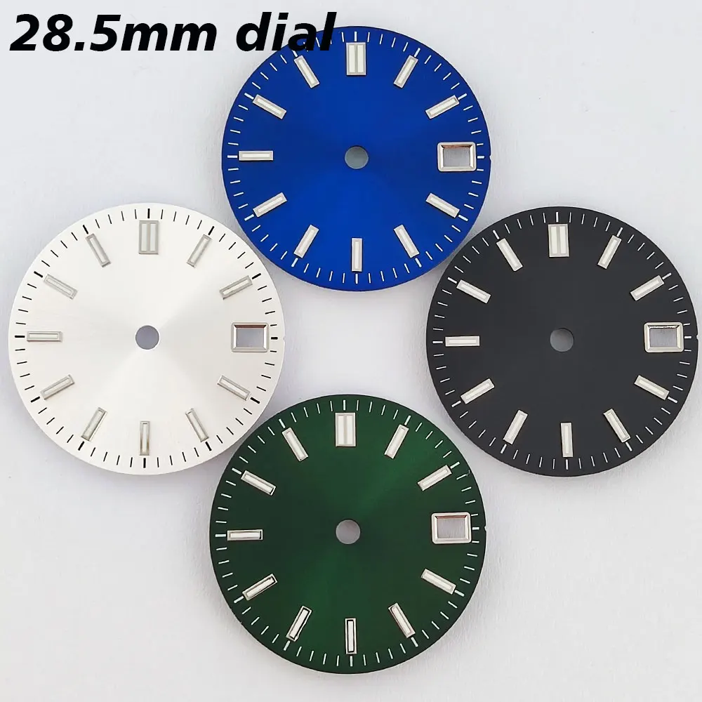 NH35 dial 28.5mm sterile dial sun pattern double nail dial green night light fitsNH35NH36 movement watch accessories watch dial