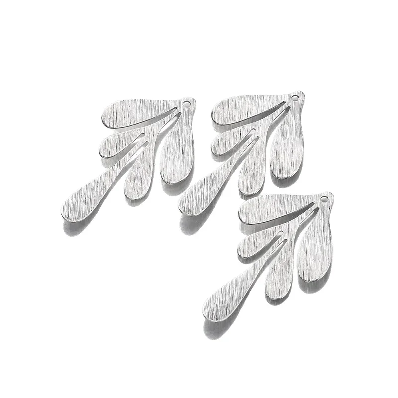 10PCS Brass Silver Plated Textured Leaf Feather Charms Flower Charms For DIY Necklace Earrings Jewelry Making Crafts Supplies