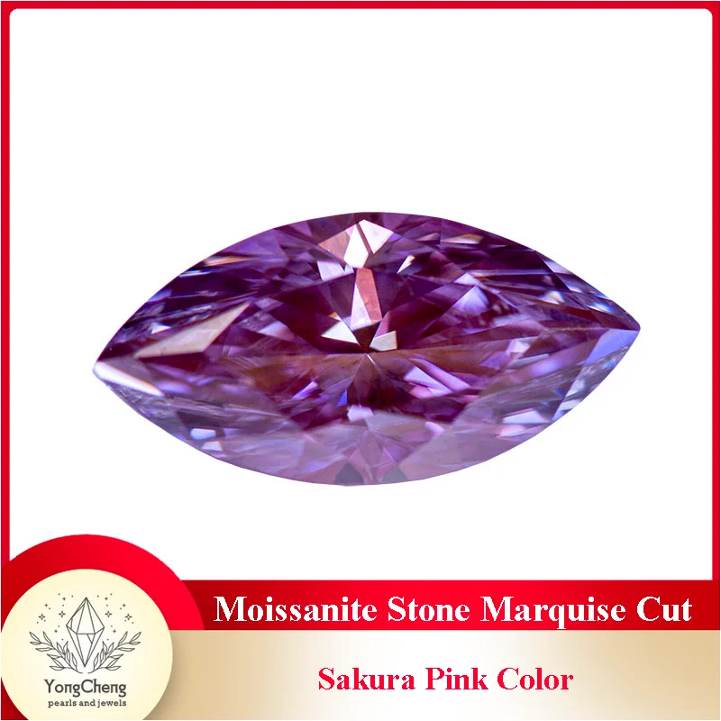 

Moissanite Stone Gemstone Marquise Cut Sakura Pink Color Lab Grown Diamond Charms Woman Jewelry Making with GRA Certificate