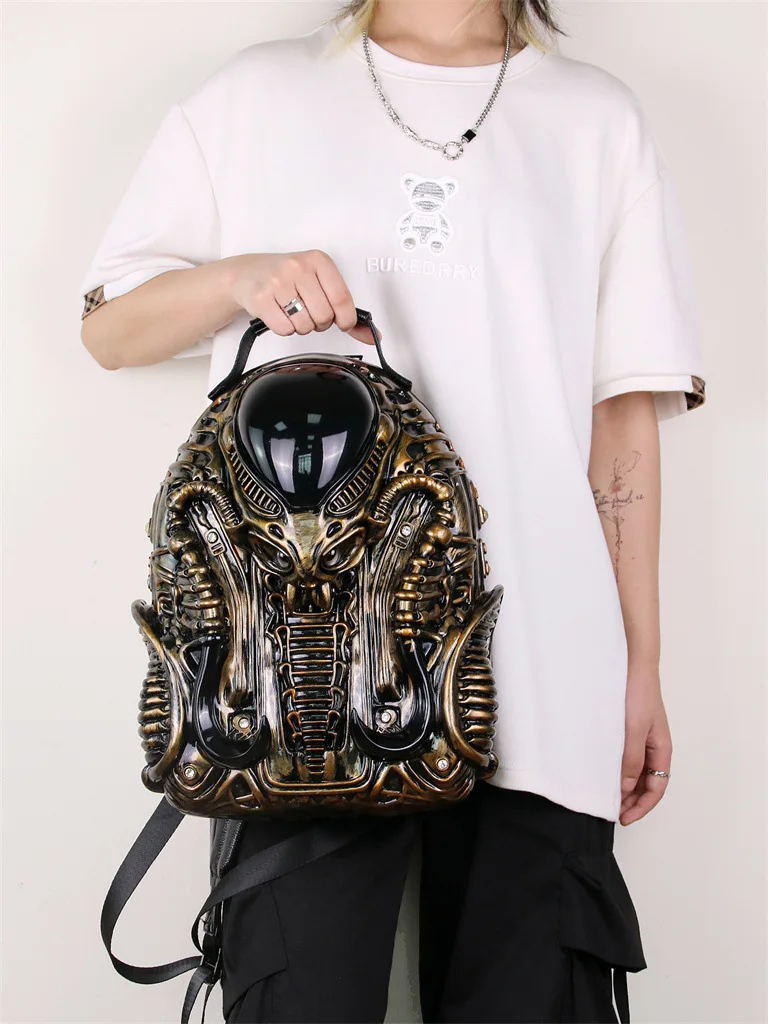 New 3D Xenomorph Shaped Backpack for Man Halloween Backpack Cool Predalien Handbag Backpack Casual Daypacks Bags For Women