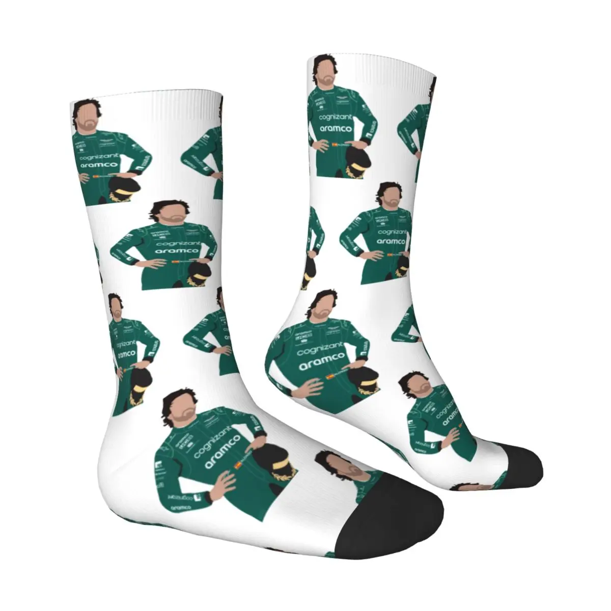 Fernando Alonso Stockings Unisex Men race Socks Soft Breathable Casual Socks Winter Climbing Anti Bacterial Printed Socks Gift