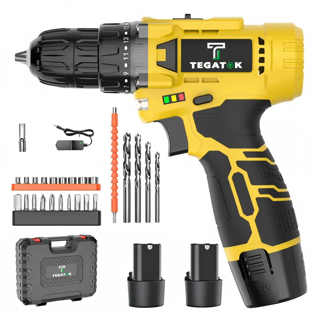 

28N. M Electric Screwdriver 18+1 Home DIY Electric Drill Multi Functional Electric Drilling Tool Set with Lithium Battery * 2