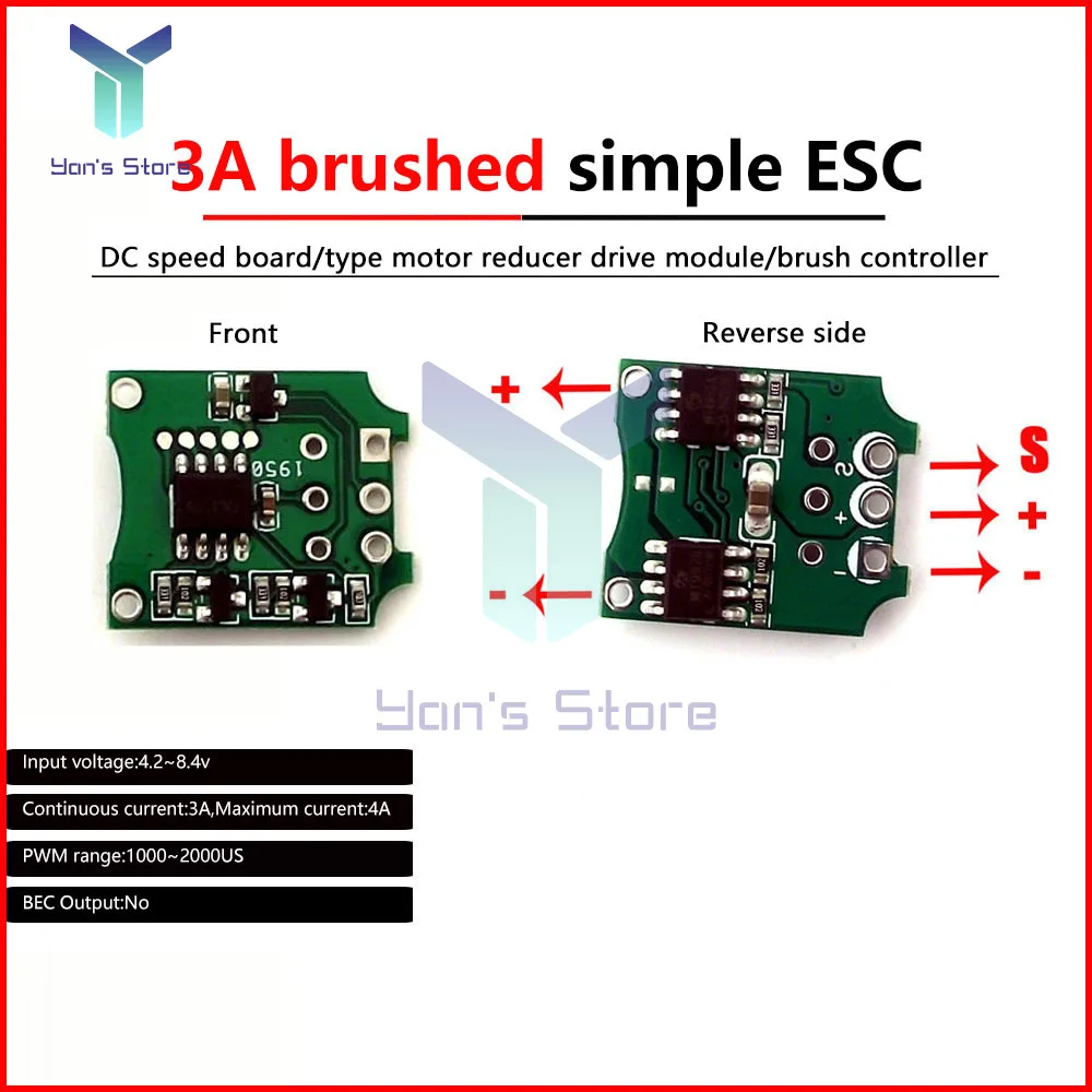 DC3.5-8.4V 1A 3A Dual Way Bidirectional Brushed Motor Electronic Speed Controller Motor Drive Controller Brushed Motor ESC