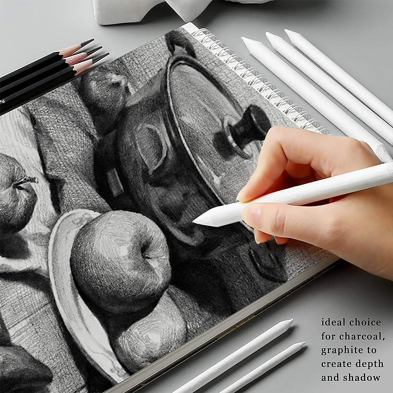 لوازم فنية أداة رسم جذع ورق الأرز رسم مزدوج الرأس لطخة عصا مزج قلم رسم أبيض رسم قلم رصاص