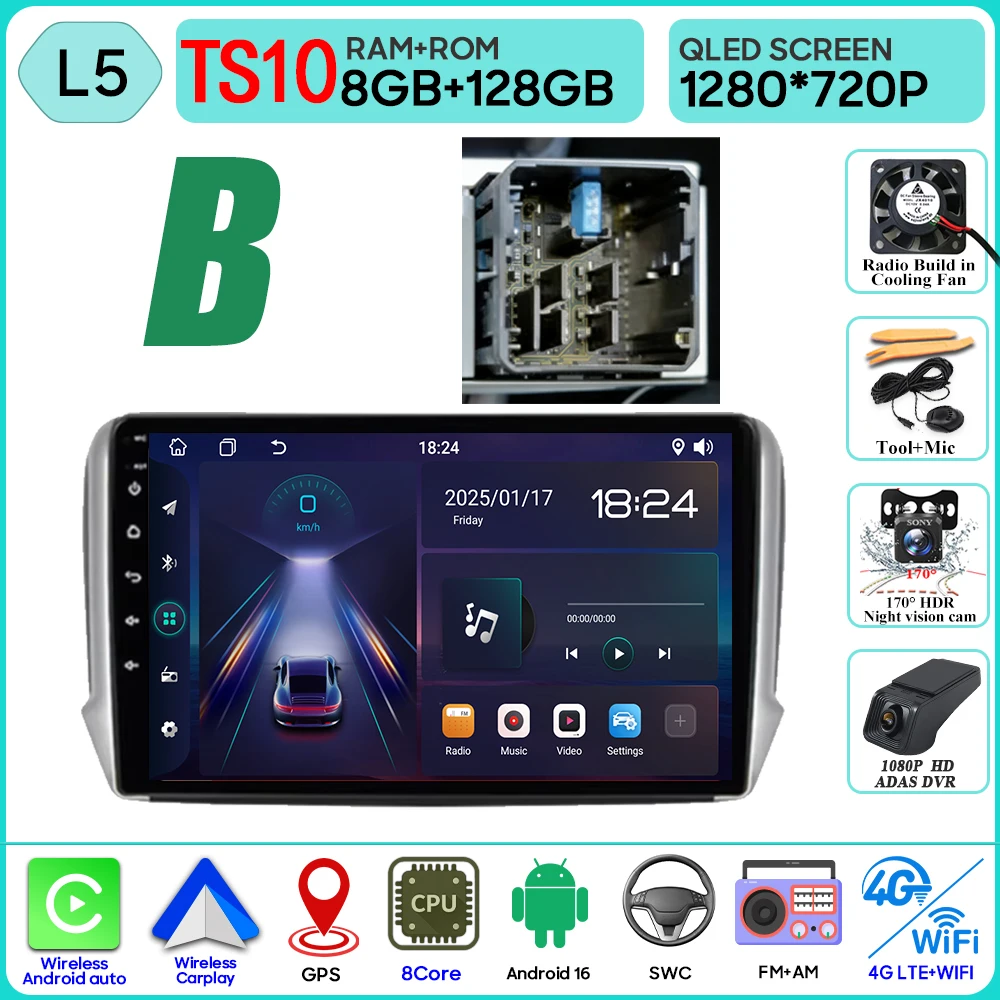 Android 16 GPS Navigatie Voor Peugeot 2008 208 Serie 2012 - 2018 Carplay Autoradio Multimedia Speler Stereo Video BT 2 k Scherm
