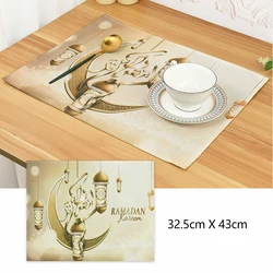 32.5*43cm Eid Mubarak Dining Mat Ramadan Kareem Tableware Linen Table Placemat Ramadan Decor For Home Islamic Muslim Party Suppl
