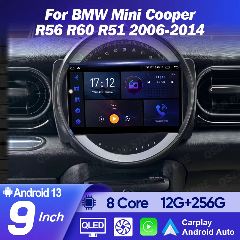 QSZN For BMW Mini Cooper Countryman 2006-2014 Android 12 Carplay Car Radio Multimedia Video Player DSP GPS Stereo Navigation