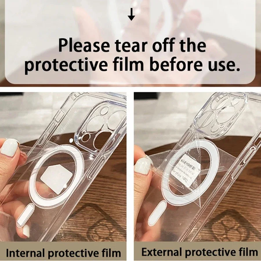 Magnetic Adsorption Transparent Acrylic Case for iPhone 16 Pro Max 15 Plus 14 Pro iPhone 13 12 11 Magsafe Wireless Charge Cover