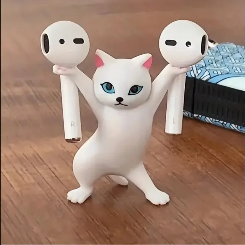 5pcs Cute Cat Pen Holder, Toy Cat Headphone Holder, Dancing Cat Pen Holder, Home Desktop Ornament Cute Lifting Enchanting