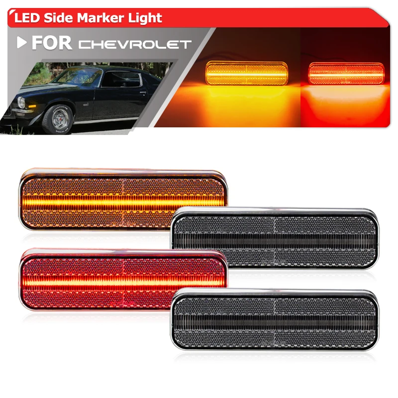 

4PCs For Chevrolet Camaro 1970 1971 1972 1973 Bumper LED F&R Fender Side Marker Lights Parking Turn Signal Reflector Lamps
