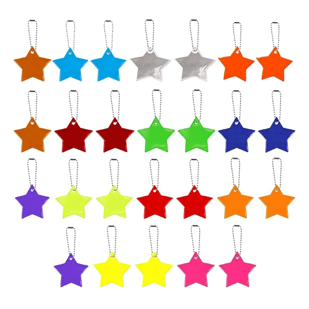 26 Pieces Children's Safety Reflector Pendant Star Safety Reflector for School Bag Backpack Cycling Walking Running