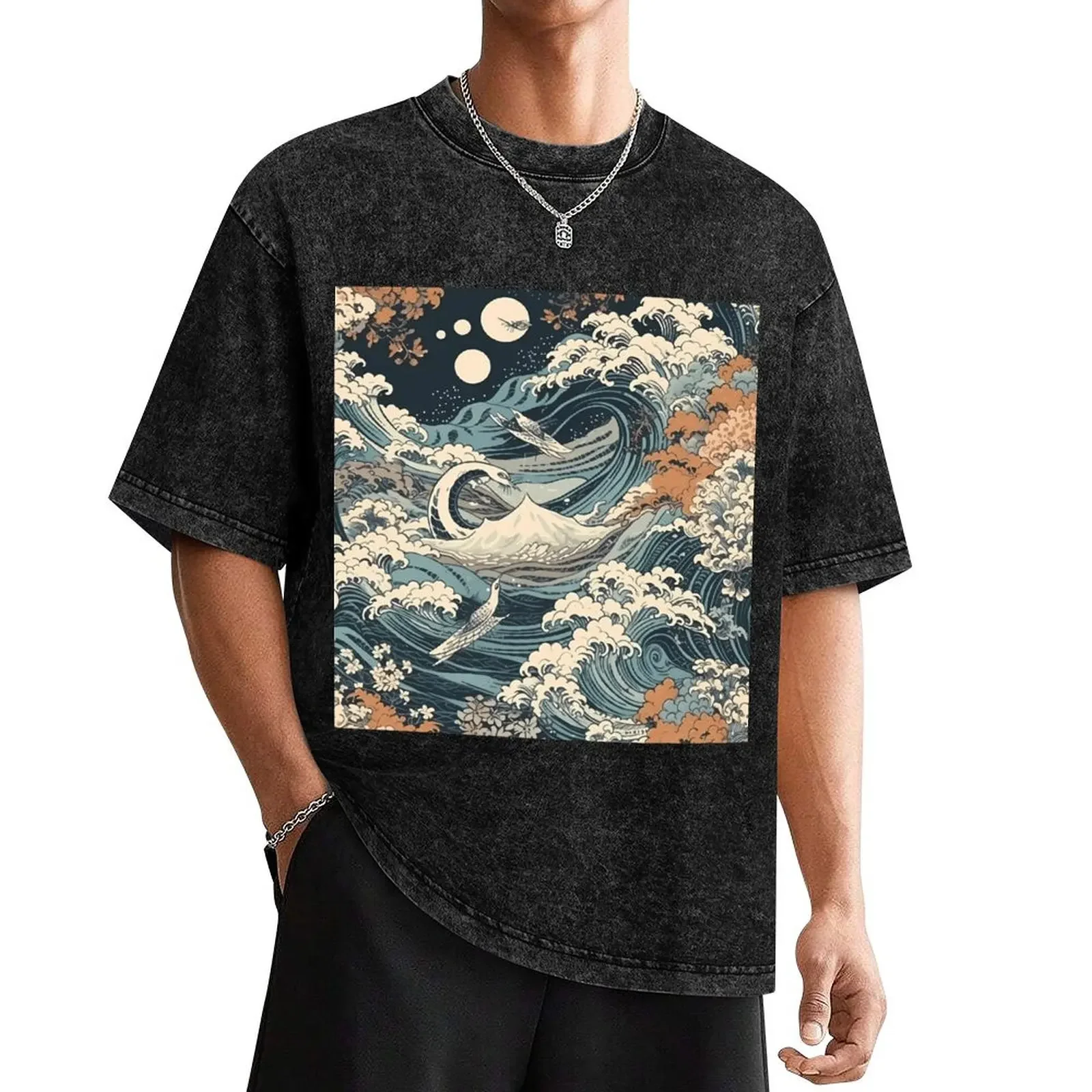 

The Eternal Waves: A Hokusai & Kuniyoshi Tribute T-Shirt Short sleeve tee baggy shirts men t shirt