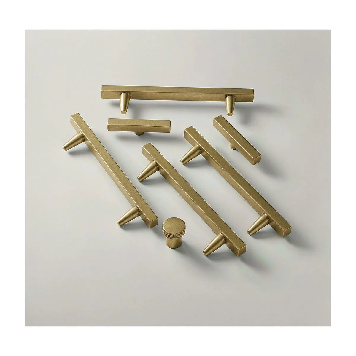 Solid Brass T Bar Cabinet Handle Gold Kitchen Drawer Pull Wardrobe Closet Door Handle Knurled Knob Furniture Hardware 64mm 416mm