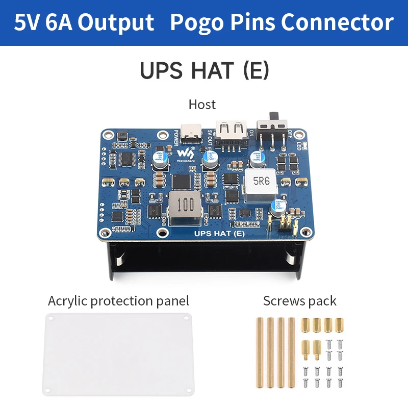 Imagem -06 - Fonte de Alimentação Ininterrupta Raspberry pi Ups Hat e 5v 6a Suporta 4x21700 li Baterias Não Incluídas Pogo Pins Conector