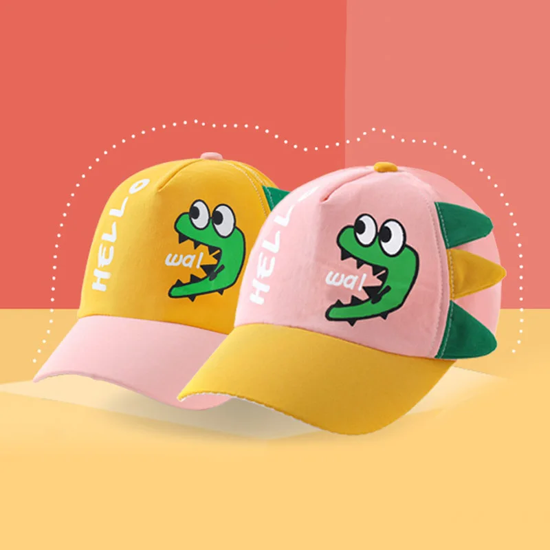 لطيف التنين الاطفال بطة اللسان قبعة الكرتون الأطفال بلغت ذروتها قبعة في الهواء الطلق الطفل الشمس حماية قبعات البيسبول رقيقة القطن الطفل أقنعة #6