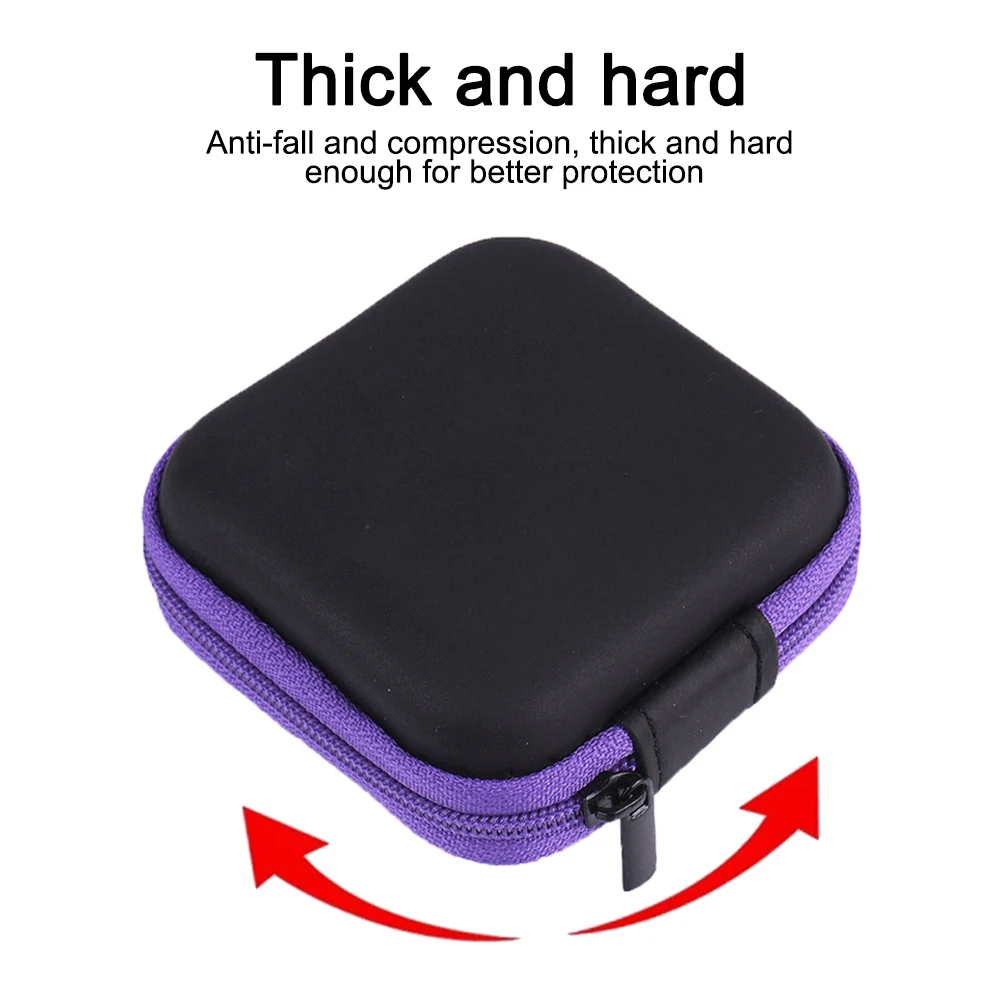 1pc Square Earphone Case Portable Data Line Charging Cable Storage Box Memory Cards Coins Storage Box Earphone Box Container