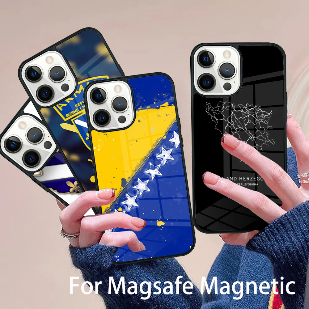 

Bosnia and Herzegovina Passport Phone Case Magesafe Magnetic Wireless Charge Cover For IPhone 16 11 12 13 14 15 Pro Max Plus