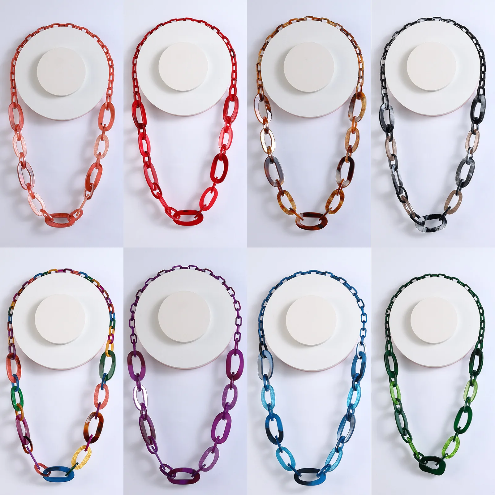 DIY accessories Acrylic contrasting color long sweater chain, retro stacked necklace, fashionable design sense, personalized ver