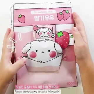 

Cute cartoon strawberry milk parent-child handmade DIY materials homemade role-playing game toy book quiet book