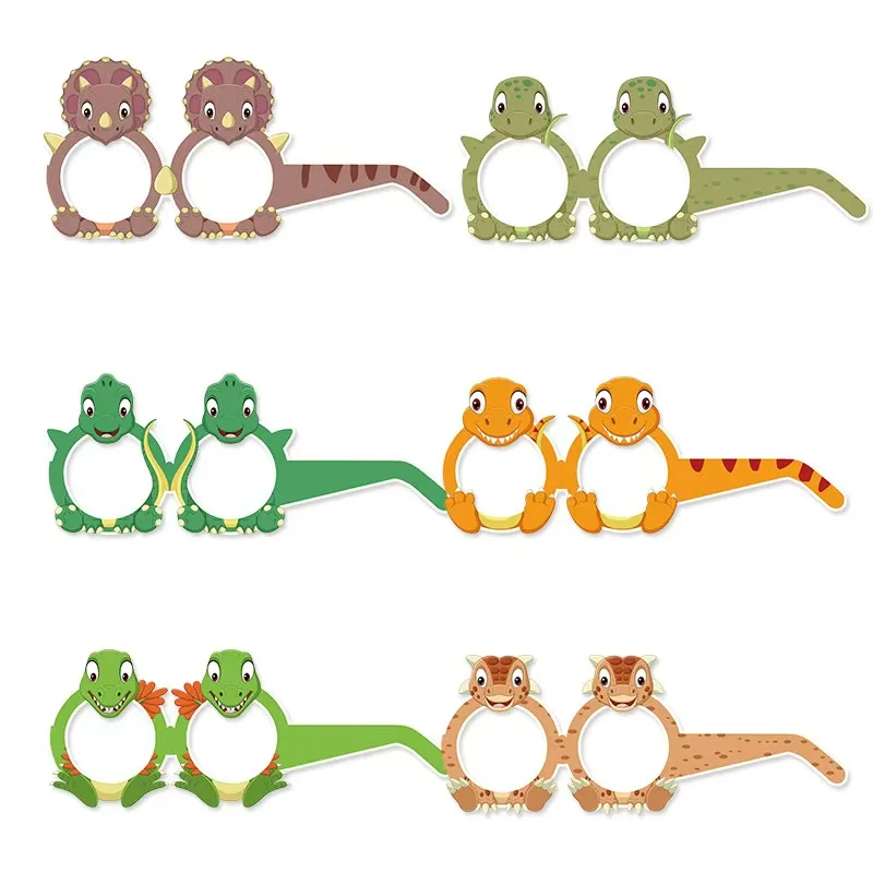 Cute Dinosaur Baby Paper Hats Paper Glasses Happy Birthday  Dinosaur Birthday Party Photo Prop for Kid Birthday Party Decoration