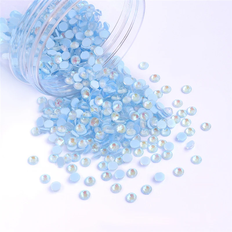 SS4-SS30 Mocha SS Light Blue Glass Flatback Rhinestones Mix Size Glitter Round Stone Glue On Rhinestone for Nails Art Decoration