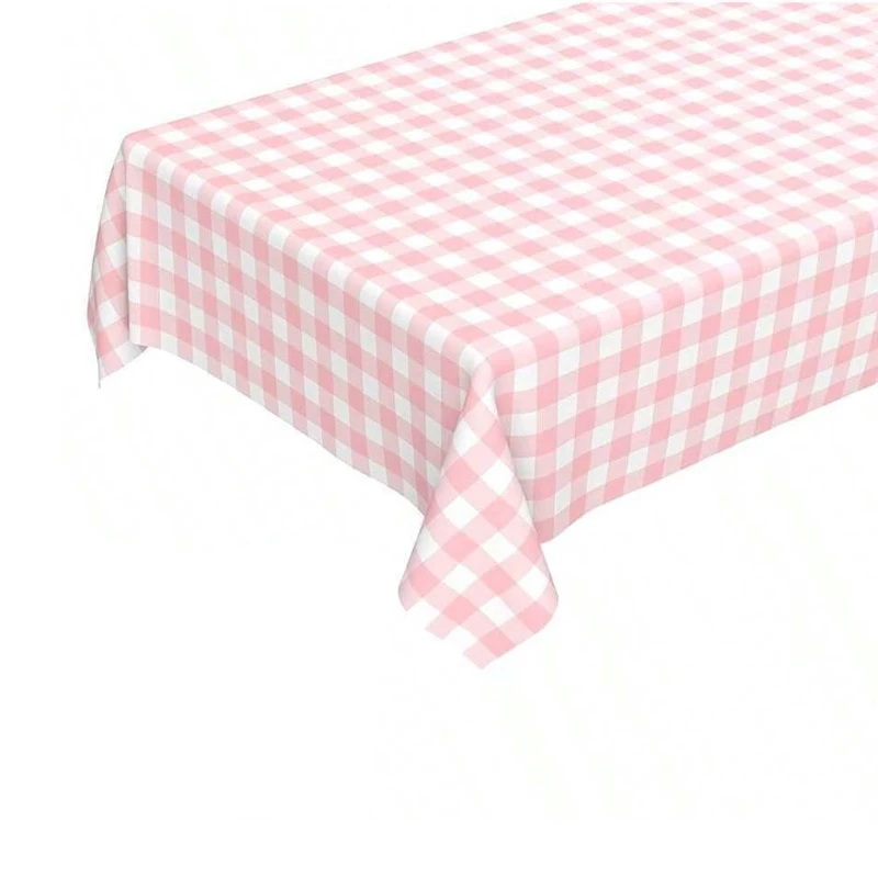 1PC Valentinstag rosa und weiß karierte Tischdecke, Restaurant Küche Picknick Hochzeit Party Dekoration Tischdecke – Detail 5