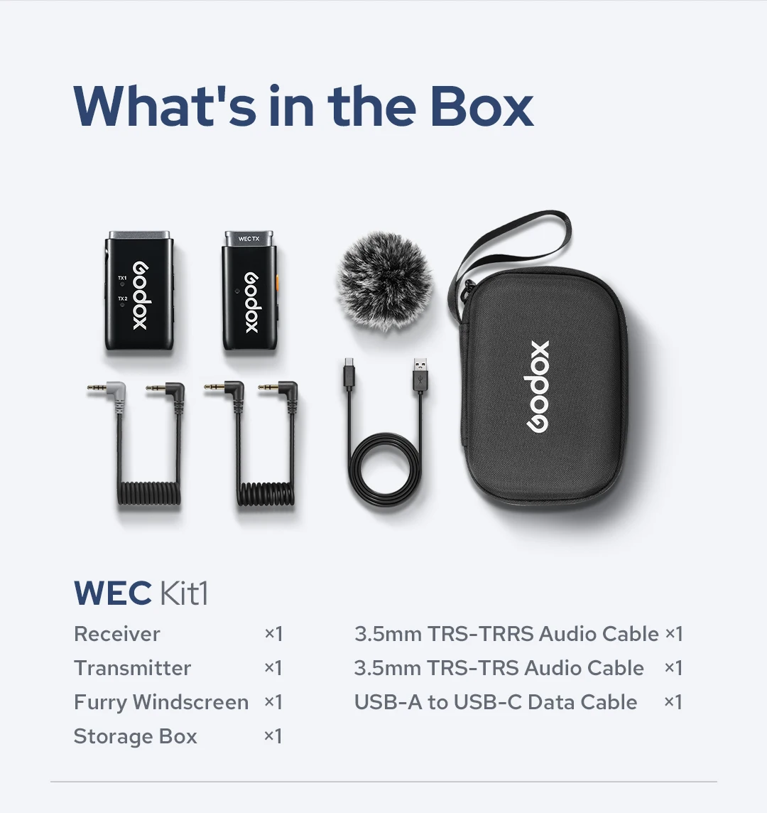 Godox WEC 2.4 جيجا هرتز نظام ميكروفون لاسلكي جهاز ريسيفر استقبال وإرسال بث مباشر هيئة التصنيع العسكري لكانون نيكون سوني كاميرا الهاتف الذكي