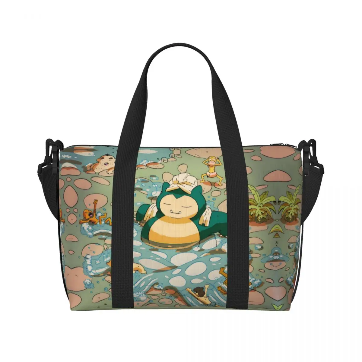 

Изготовленная на заказ сумка-тоут для покупок Snorlaxs, женская большая вместительная сумка для спортзала с рисунком монстра, пляжные дорожные сумки