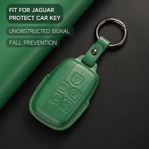 Leather Car Key Cover Case Protection Shell Keychain For Jaguar XE XJ XJL XF A9 C-X16 V12 Guitar F-type E-Pace 10 best sales jaguar f pace key case - №10