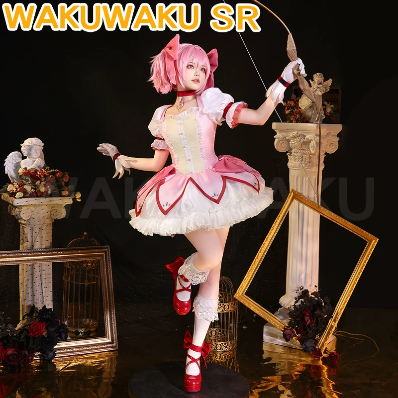 IN STOCK Kaname Madoka Cosplay Anime Puella Magi Madoka Magica 【S-XXL】 WakuWaku-SR Women Cute Costume Madoka Cosplay Plus Size